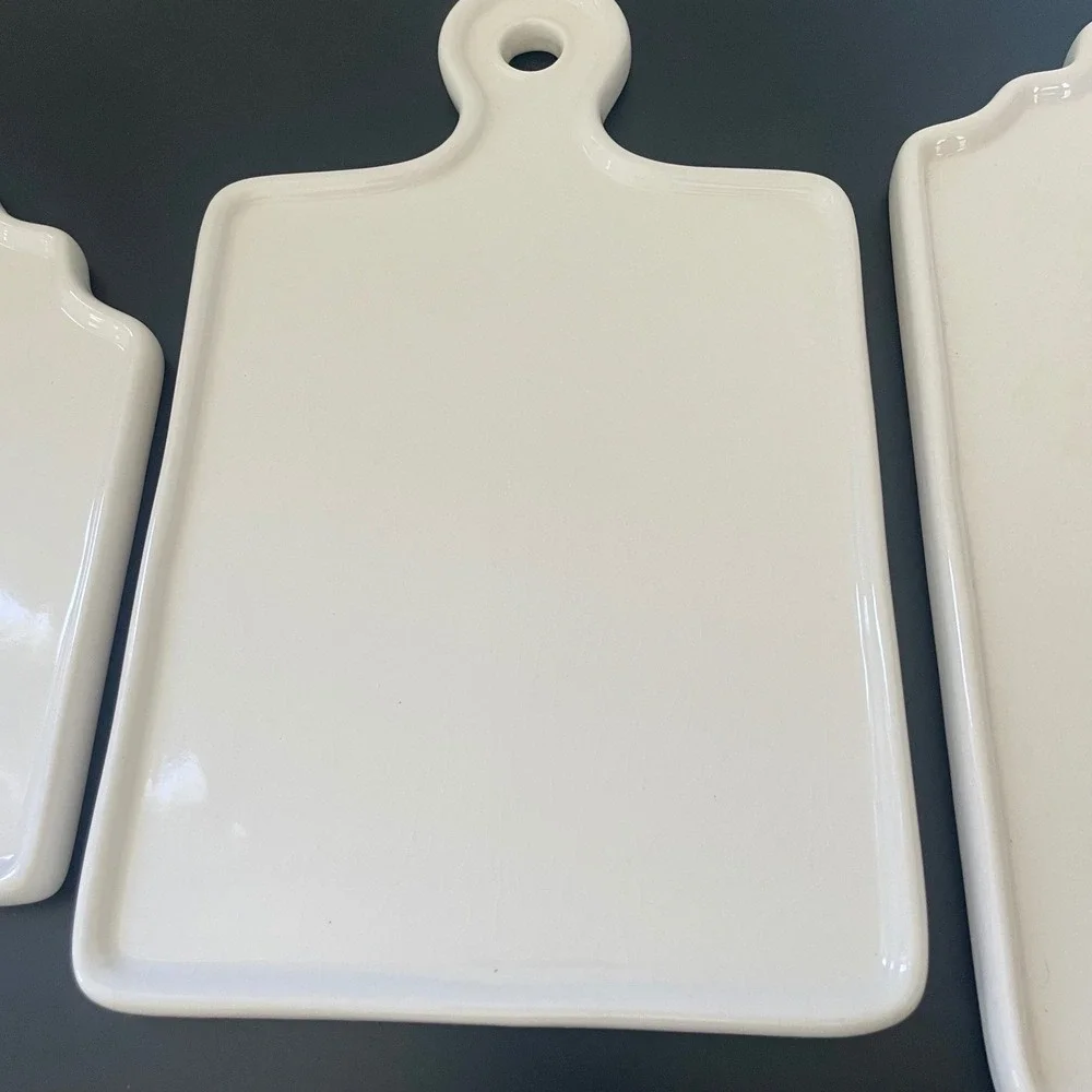 Pottery Barn Set of 3 Ceramic Serving Trays Dessert Cheese Charcuterie *READ